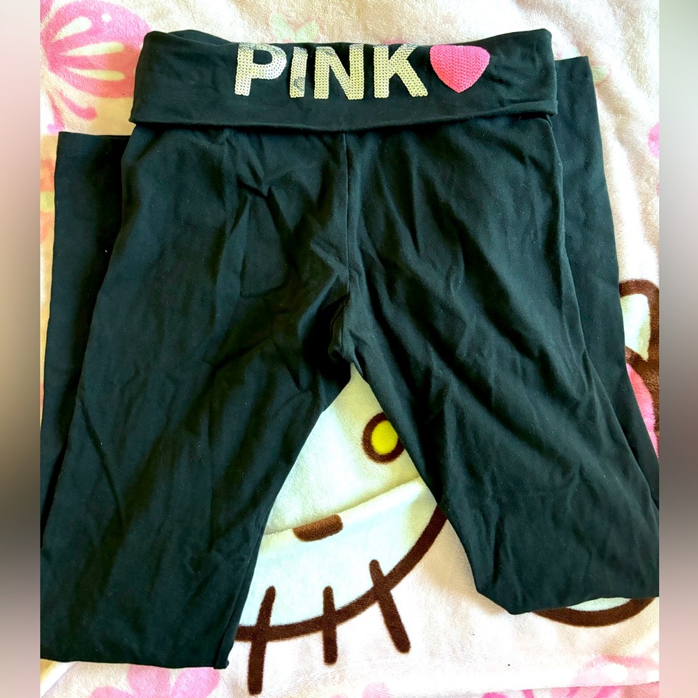 PINK fold over bootcut leggings